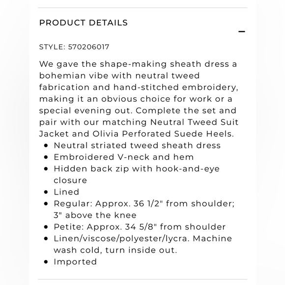 WHBM 00 Tan Natural Tweed Linen Blend Sleeveless Sheath Dress - Picture 4 of 15